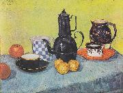 Still life with coffee pot, dishes and fruit Vincent Van Gogh
